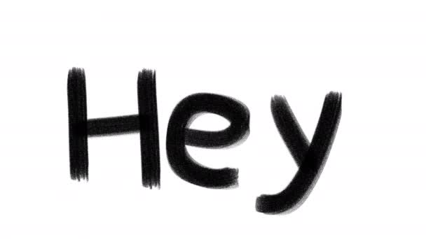 Ručně kreslené animované kroucené slovo Hej. Text textury dřevěného uhlí. Dvě barvy - černá a bílá. Snímek po snímku 2d typografická kresba. Vysoké rozlišení 4K. - Záběry, video