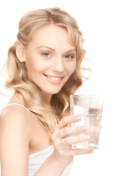 Beautiful woman with glass of water - Foto, Imagem