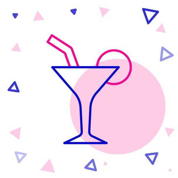 Line Cocktail ja alkoholijuoma kuvaketta eristetty valkoisella pohjalla. Värikäs ääriviivat käsite. Vektori - Vektori, kuva