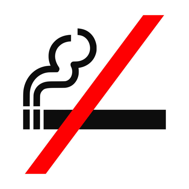 No smoking sign wysokiej jakości wektor ilustracja - Squared prosty papieros czerwona linia ban piktogram - Wektor, obraz