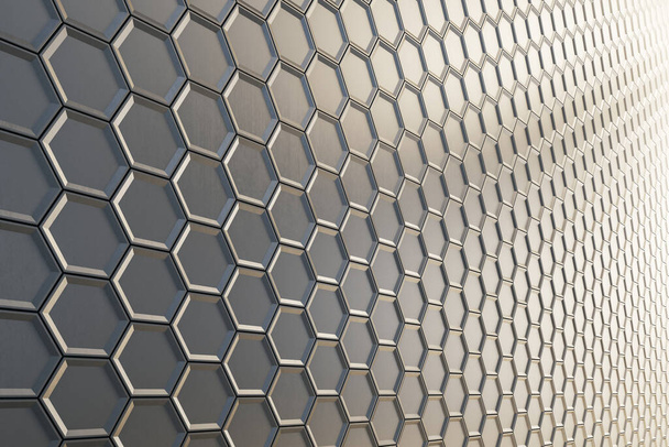 Creative silver honeycomb background. Landing page concept. 3D Rendering - Valokuva, kuva