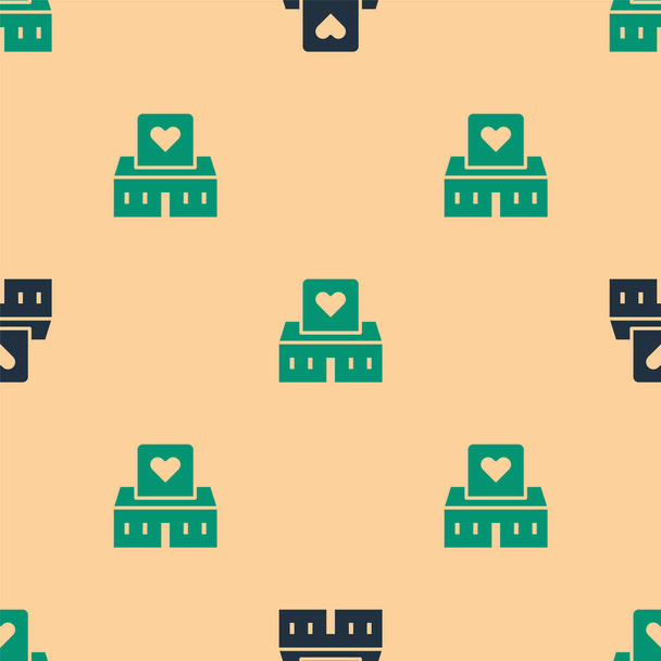 Green and black Volunteer center icon isolated seamless pattern on beige background.  Vector. - Vector, Image