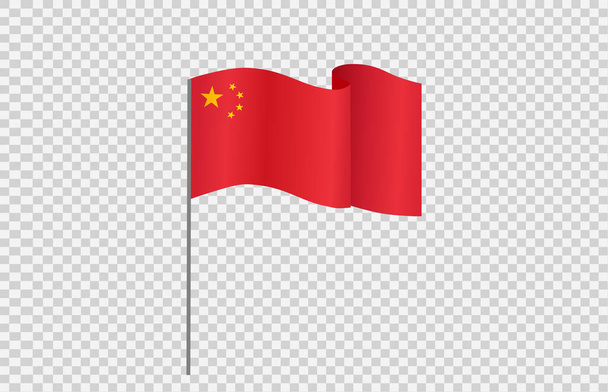 Waving flag of  China isolated  on png or transparent  background,Symbol of  China,template for banner,card,advertising ,promote, TV commercial, ads, web, vector illustration   - Vector, Image