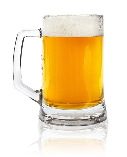 glass mug with beer isolated on white - Фото, изображение