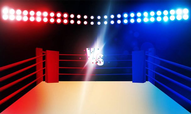 Boxring-Arena und Scheinwerfer-Vektordesign. Vektorbeleuchtung - Vektor, Bild