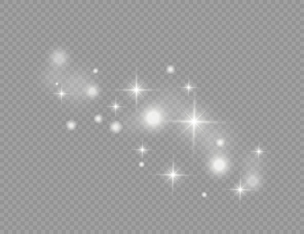 Blanc étincelle de lumière, particules de poussière magique étincelantes - Vecteur, image