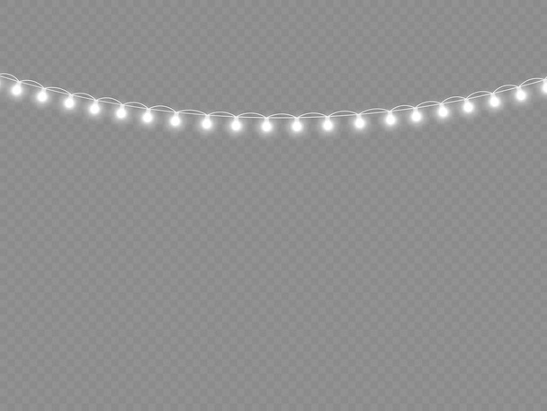 LED νέον φώτα λευκό Χριστουγεννιάτικη γιρλάντα διακόσμηση - Διάνυσμα, εικόνα