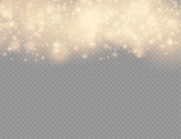 Sparkling golden magic yellow dust particles light - Vector, Image