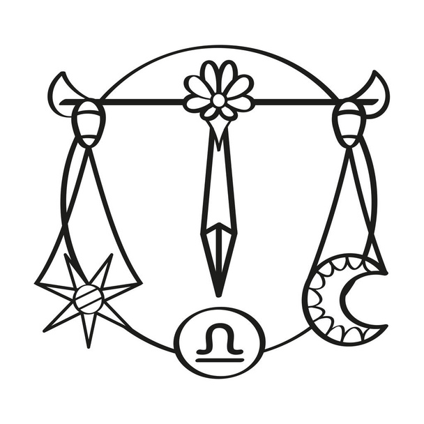Isolated libra icon outline zodiac sign - Vektör, Görsel