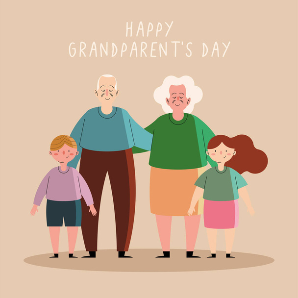 prarodiče pár a vnoučata - Vektor, obrázek