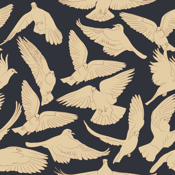Flying birds seamless pattern. Vector background - Vetor, Imagem