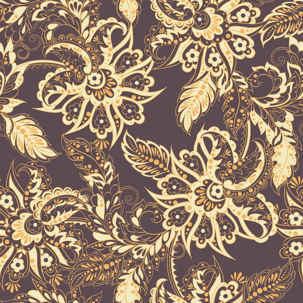 floral seamless pattern in batik style. vector background - Vector, Image