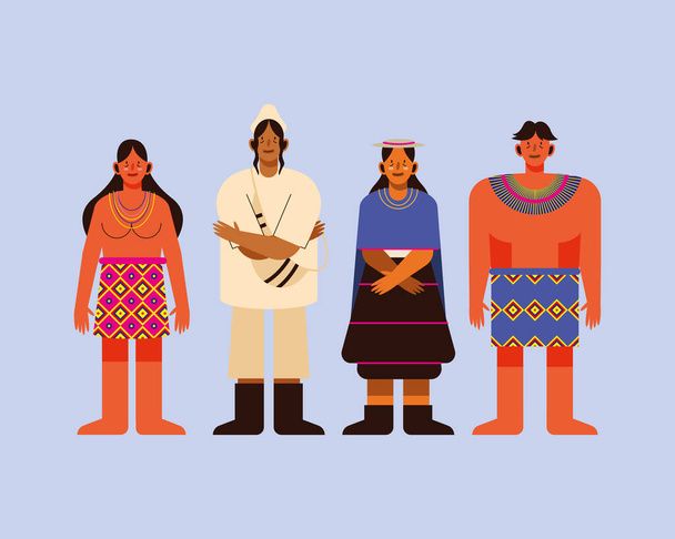 伝統的な布を持つ先住民は - ベクター画像