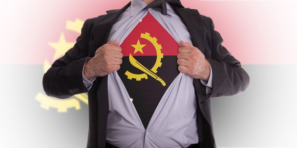 Business man with Angola flag t-shirt - Photo, Image