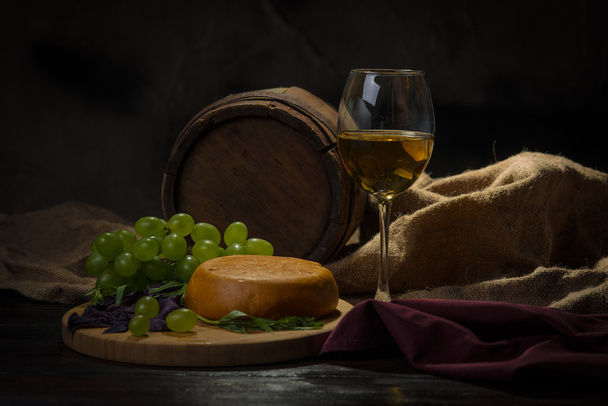 Drum, a glass of wine - Photo, Image