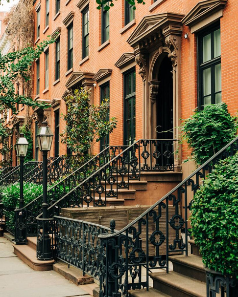 Brownstones in the West Village, in Manhattan, New York City - Foto, afbeelding