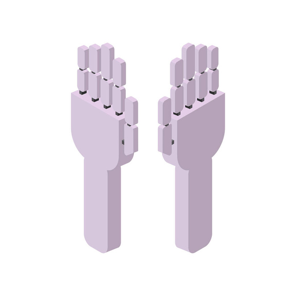 Dvojice rukou - ručně kreslené izometrické vektorové znázornění. Plochý design barev. - Vektor, obrázek
