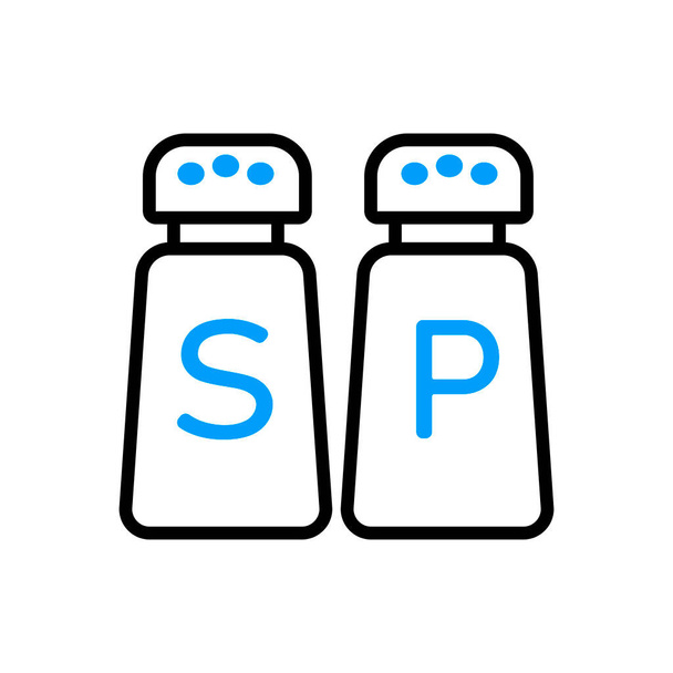 Salt and pepper condiment shakers vector icon. Graph symbol for cooking web site design, logo, app, UI - Vector, imagen