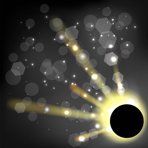Raster Total Solar Eclipse sur fond noir. Effet de lumière abstrait. Paysage spatial - Photo, image