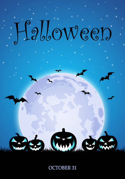 Halloween background with pumpkins and bats - Fotó, kép