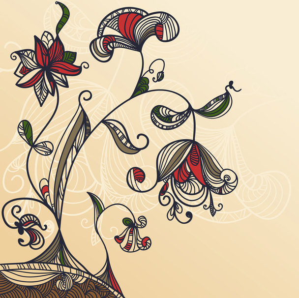 vector background with abstract flowers, clipping masks - Vektor, Bild