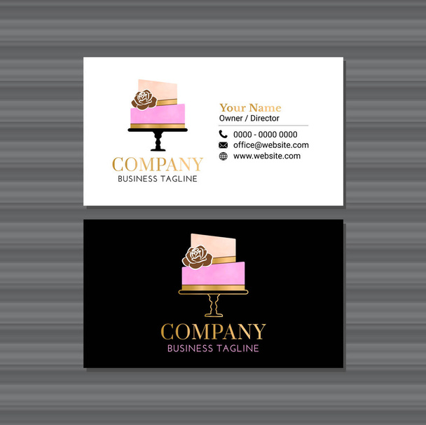 Black and Pink Cake Business Card Design - Vector, Image