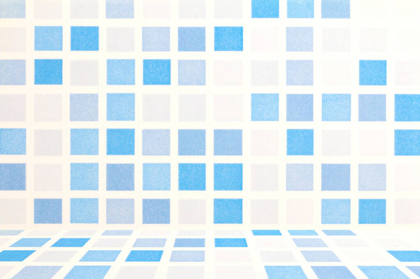sininen ja valkoinen laatta keraaminen seinä tausta - Valokuva, kuva