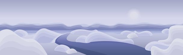 Paysage de montagne panoramique, sommets et collines dans les nuages - Illustration vectorielle - Vecteur, image