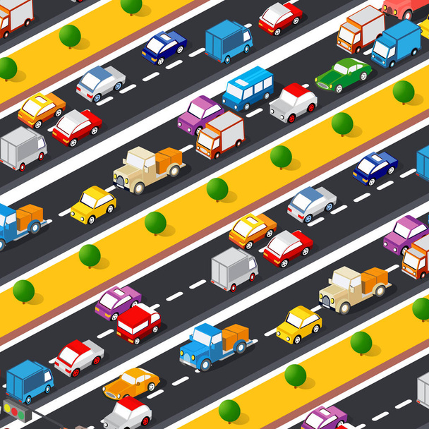 Highway Lifestyle illustration of the city Traffic Vehicles - Vector, Image
