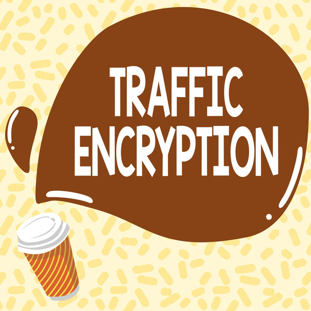 Text sign showing Traffic Encryption. Conceptual photo method of securing the transmission of information Colorful Design Displaying Message, Abstract Coffee Shop Menu - Photo, Image