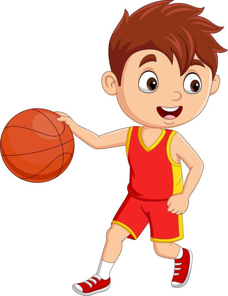 Vectores de stock libres de derechos de Niño jugando baloncesto