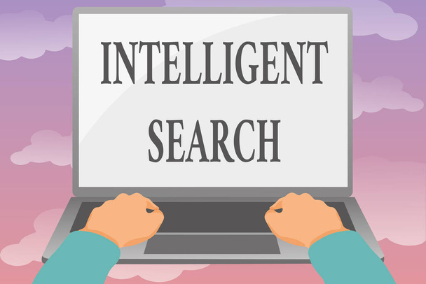 Inspiration showing sign Intelligent Search. Concept meaning new network of systems that produce direct answers Editing And Formatting Online Articles, Typing Creative Reading Contents - Photo, Image