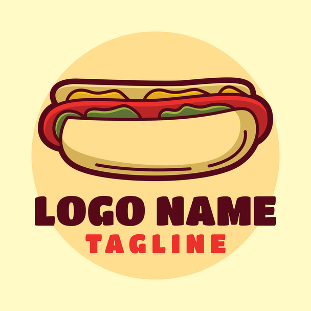 Sosisli sandviç logosu, restoran ve kafe logosu için uygun. - Vektör, Görsel