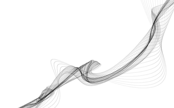 Αφηρημένο φόντο με μονόχρωμες κυματικές γραμμές σε λευκό φόντο. Σύγχρονο τεχνολογικό υπόβαθρο. - Φωτογραφία, εικόνα