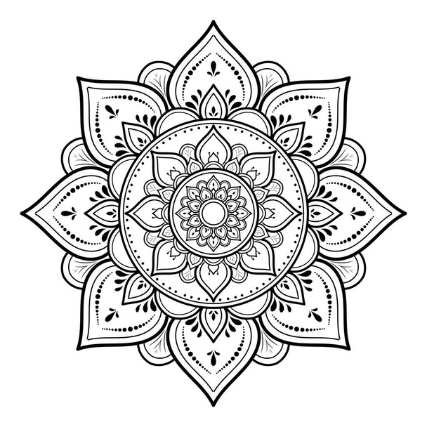 Modèle de mandala avec dessin à la main, modèle de mandala vectoriel oriental, design unique avec fleur de pétale. Concept relax et méditation utilisation pour page logo livre - Vecteur, image