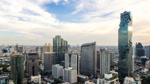 Bangkok City - Aerial view  Bangkok city downtown skyline of Thailand , Cityscape Thailand - 写真・画像
