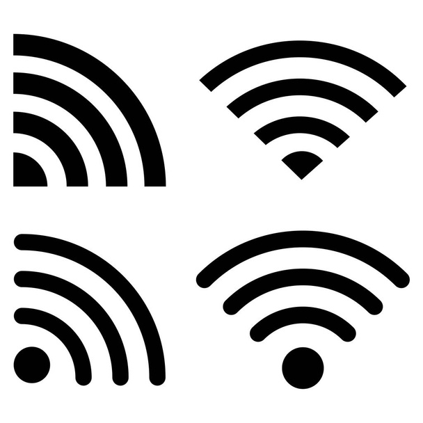 WiFi-signaali asetettu. Tietotekniikkaa. Internet-verkko. Digitaalinen viestintä. Nettilähetys. Vektoriesimerkki. - Vektori, kuva