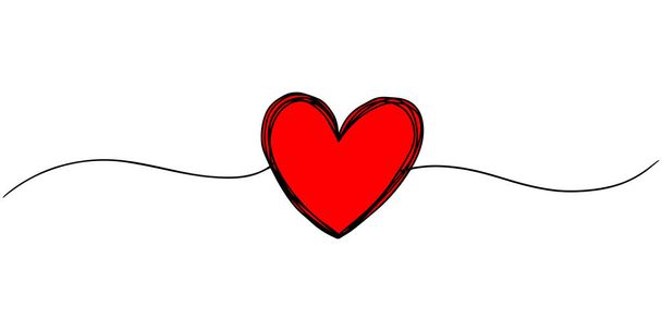 coração desenhado à mão com linha fina, forma divisória, rabisco redondo grungy enrolado isolado no fundo branco.Ilustração vetorial - Vetor, Imagem