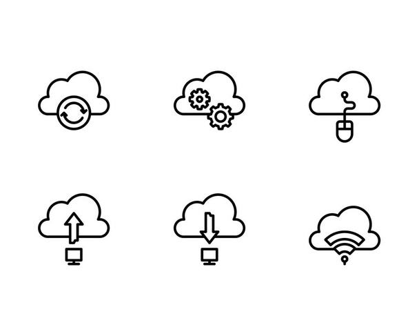 Conjunto de iconos de Cloud Service, ilustración vectorial sobre fondo blanco  - Vector, imagen