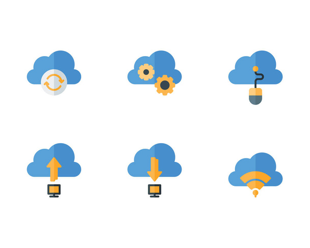 Conjunto de iconos de Cloud Service, ilustración vectorial sobre fondo blanco  - Vector, imagen