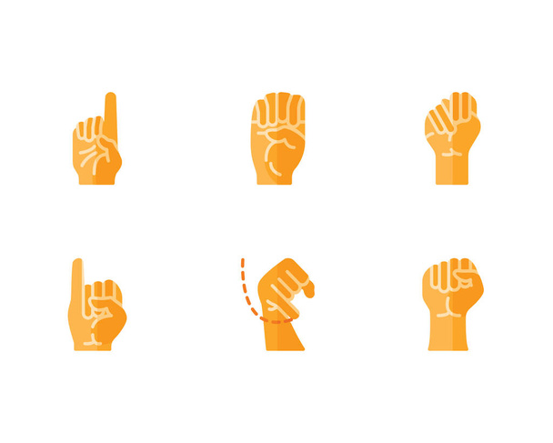 Conjunto de iconos de signo de mano, ilustración vectorial sobre fondo blanco - Vector, Imagen