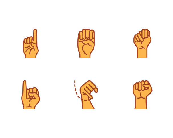 Conjunto de iconos de signo de mano, ilustración vectorial sobre fondo blanco - Vector, imagen
