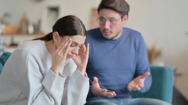 Man Fighting with Stressed Wife at Home  - Photo, image