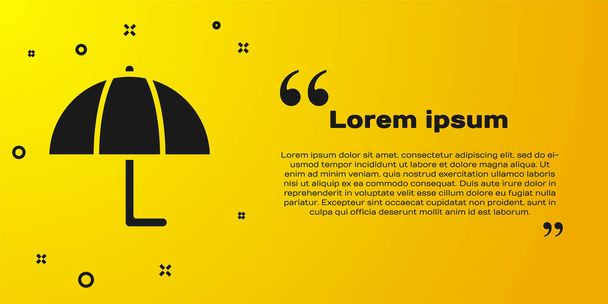 Black Umbrella icon isolated on yellow background. Insurance concept. Waterproof icon. Protection, safety, security concept. Vector - Vector, Image