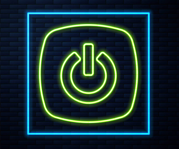 Glowing neon line Smart home icon isolated on brick wall background. Remote control. Vector - Vector, Image