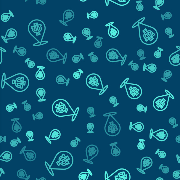 Green line Psychology icon isolated seamless pattern on blue background. Psi symbol. Mental health concept, psychoanalysis analysis and psychotherapy. Vector - Вектор,изображение