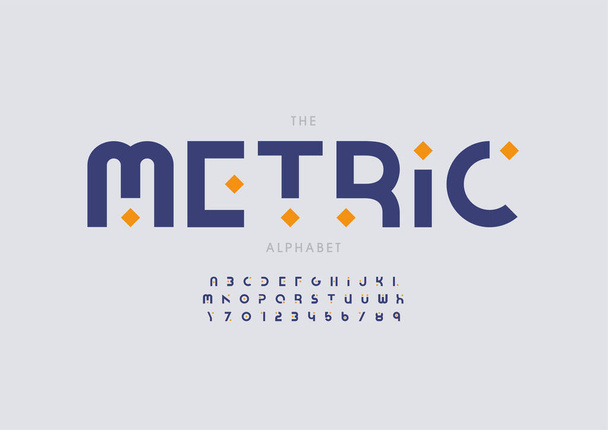 Alfabeto métrico estilizado, fuente, ilustración vectorial           - Vector, Imagen