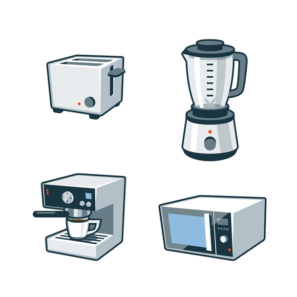 Home Appliances 3 - Toaster, Blender, Coffee maker, Microwave Ov - Vektor, Bild