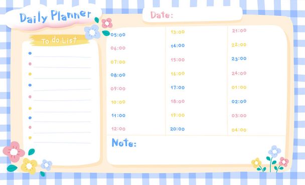 Daily gingham planner timetable schedule - Vector, imagen