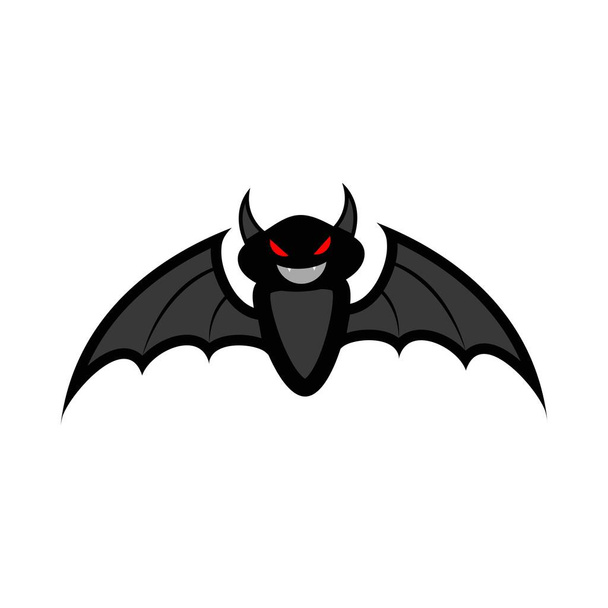 Halloween black evil bat design vector illustration. Bat design with yellow and wood color shade. Halloween party elements design with a black scary bat. - Vetor, Imagem